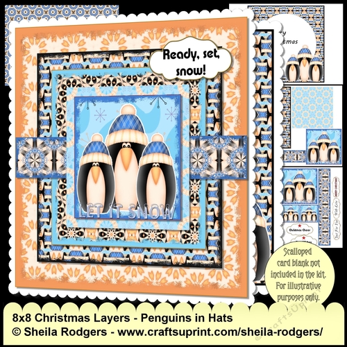 8X8 Christmas Layers - Penguins in Hats