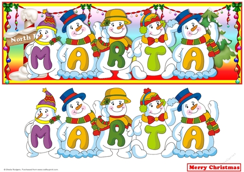 Snowmen Names Large DL - MARTA