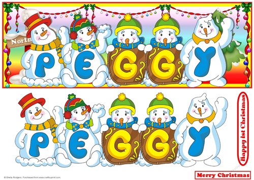 SNOWMEN NAMES LARGE DL - PEGGY