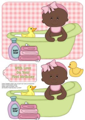 Dark Skinned Baby Girl in Bath