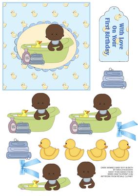 Dark Skinned Baby Boy in Bath