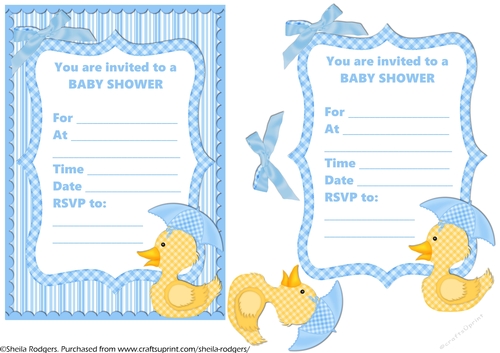 Duckling Baby Shower Invitation - Boy