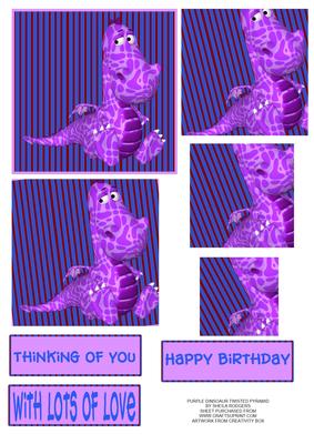 Purple Dinosaur Twisted Pyramid
