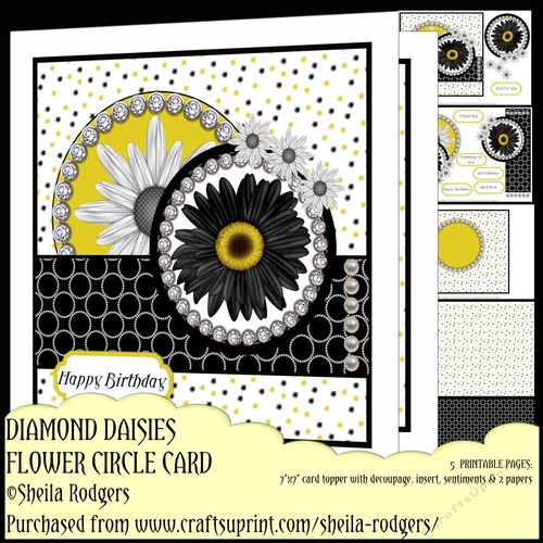 DIAMOND DAISIES FLOWER CIRCLE CARD