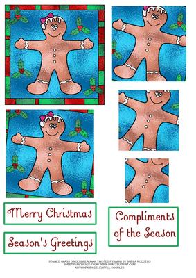 Stained Glass Gingerbreadman Twisted Pyramid