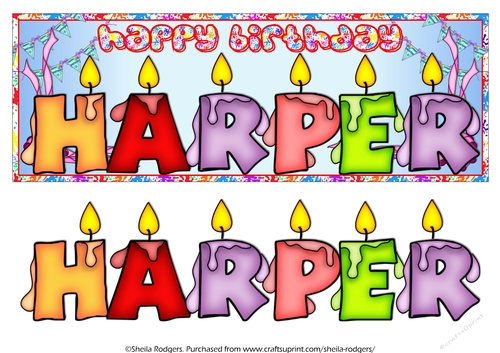 BIRTHDAY CANDLES NAMES - HARPER