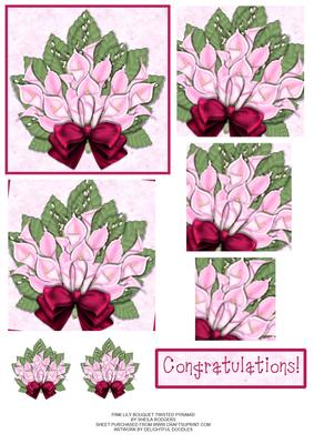 Pink Lily Bouquet Twisted Pyramid