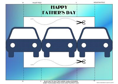 Blue Car Tri Shutter Card