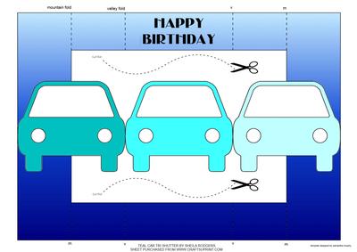 Teal Car Tri Shutter Card