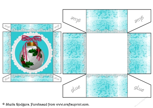 CHRISTMAS GIFT BOX WITH BAUBLE AND HOLLY 1