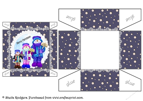CHRISTMAS GIFT BOX WITH SNOWMEN GROUP