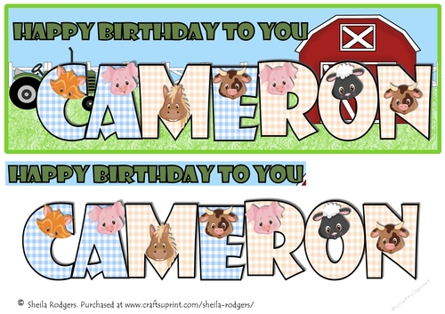 FARM ANIMALS NAMES - CAMERON