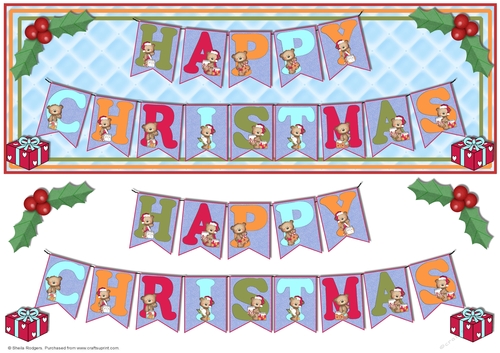 LARGE DL CARD - CHRISTMAS BUNTING