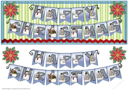 Snow People Happy Christmas Bunting Card