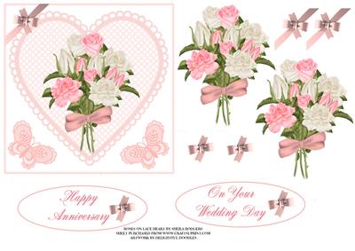 Roses on Lace Heart