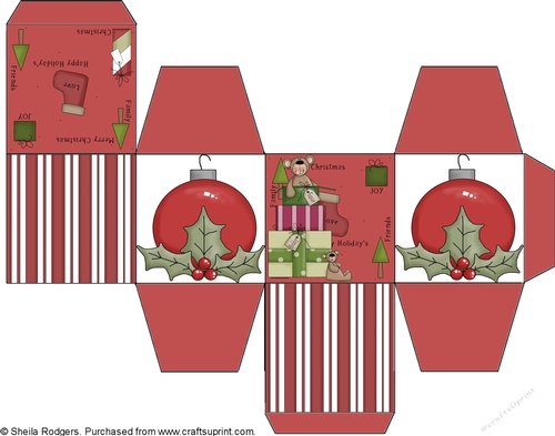 All in One Gift Box - Christmas Bears and Baubles
