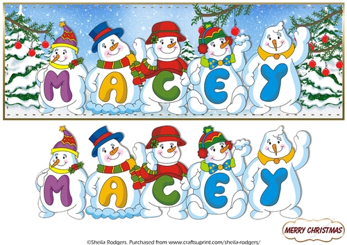 SNOWMEN NAMES LARGE DL - MACEY