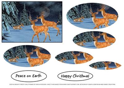 Deer in Snowy Forest Oval Pyramid