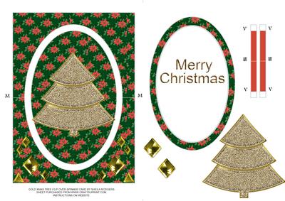 Gold Xmas Tree Flip Over Spinner Card