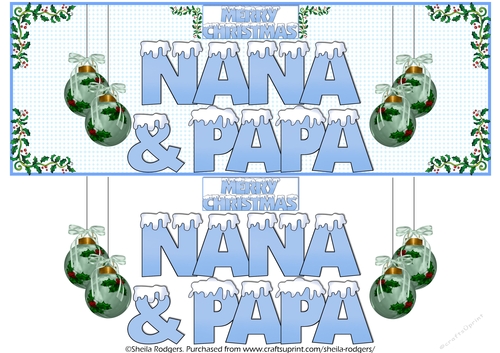 SNOW CAPPED NAMES - NANA & PAPA BAUBLES