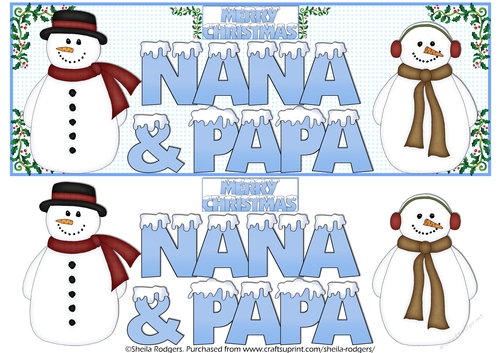 SNOW CAPPED NAMES - NANA & PAPA SNOWMEN