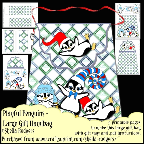 Playful Penguins - Large Gift Handbag