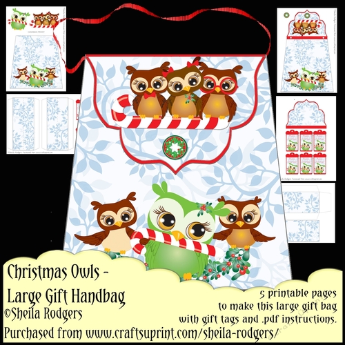 Christmas Owls - Large Gift Handbag