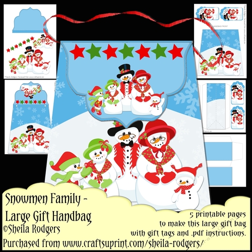 Snowmen Family - Large Gift Handbag