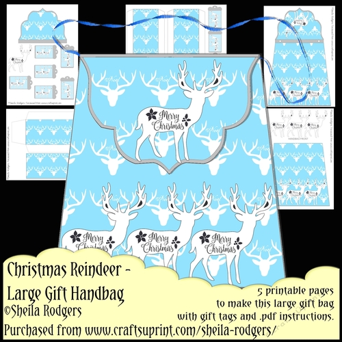CHRISTMAS REINDEER - LARGE GIFT HANDBAG