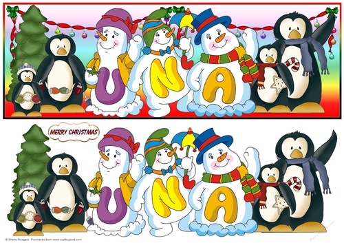 SNOWMEN NAMES LARGE DL - UNA