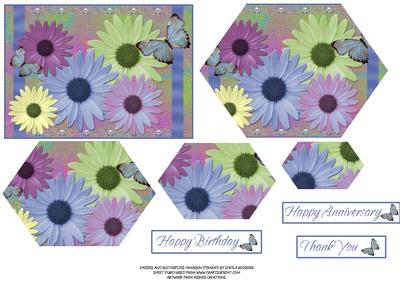 Daisies and Butterflies Hexagon Pyramid