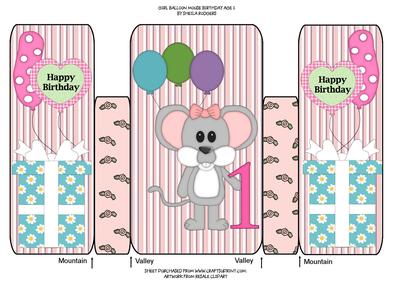 Girl Balloon Mouse Birthday Age 1