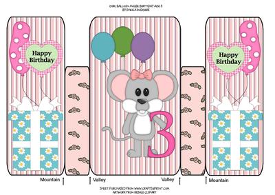 Girl Balloon Mouse Birthday Age 3