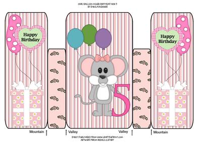 Girl Balloon Mouse Birthday Age 5