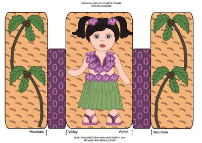 Hawaiian Girl with Purple Flowers
