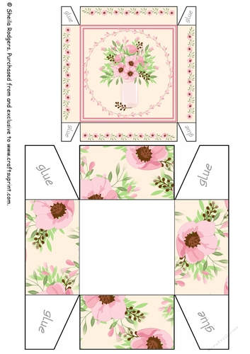 Pink Flowers in Vase Gift Box