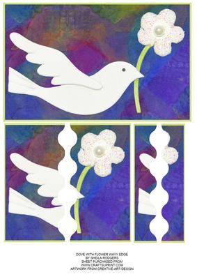 Dove with Flower Wavy Edge