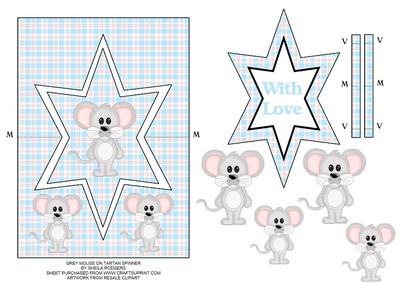 Grey Mouse on Tartan Spinner