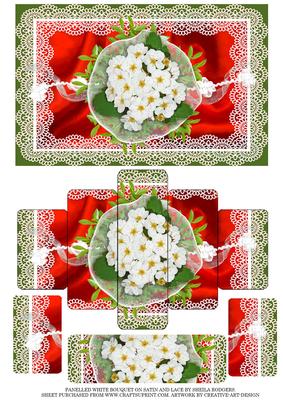 Panelled White Bouquet on Satin and Lace