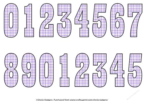 NUMBERS 0 TO 9 - PURPLE TARTAN 3