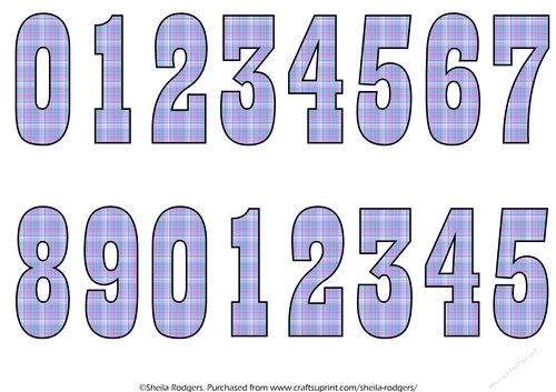 NUMBERS 0 TO 9 - PURPLE TARTAN 4