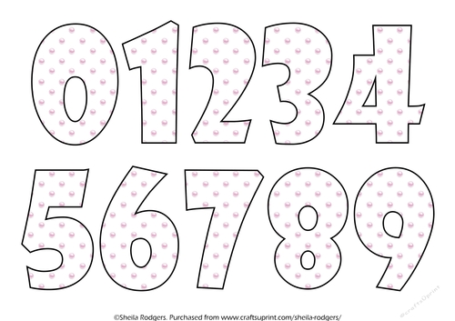 NUMBERS 0 TO 9 - PEARLS PINK