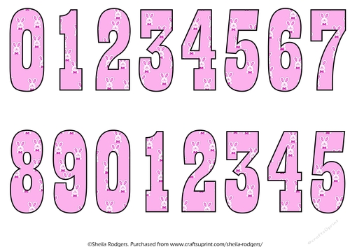 NUMBERS 0 TO 9 - PINK BUNNIES