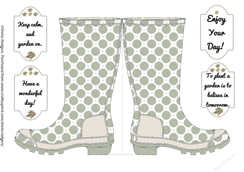 WELLIES - GREEN DOTS