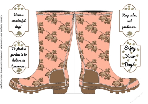 WELLIES - PEACH LEAVES