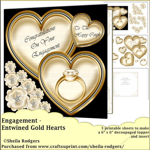 Engagement - Entwined Gold Hearts