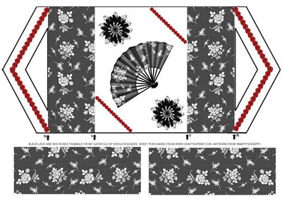 Black Lace and Red Roses Triangle Front Gatefold