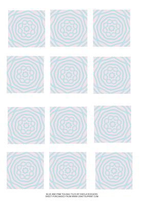 Blue and Pink Tea Bag Tiles