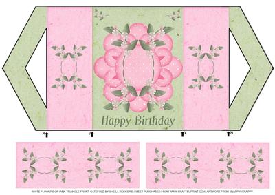 White Flowers on Pink Triangle Front Gatefold