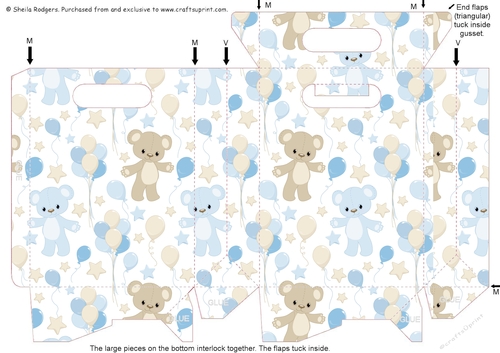 Gusset Sided Gift Bag - Bears and Balloons